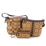 Coach, two monogram canvas handbags and a purse