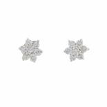 A pair of 18ct gold diamond floral cluster stud earrings