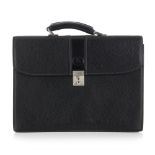 Burberry, a black leather briefcase