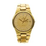 Omega, a gold plated Geneve day date bracelet watch