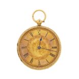 A mid 19th century 18ct gold open face pocket watch