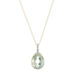 A 14ct gold prasiolite and diamond pendant, with chain