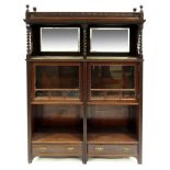 An Aesthetic Movement walnut mirror backed sideboard buffet