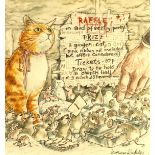 Graham Oakley (British, 1929), 'Raffle...Prize...One Ginger Cat...', an illustration for 'The Church