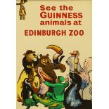 See the Guinness Animals at Edinburgh Zoo, advertising poster with artwork designed by John Thomas