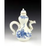 A Japanese Hirado porcelain teapot, Meiji period, 1868-1912, the spout moulded in the form of a