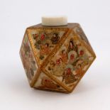 A Japanese satsuma ware vase, Meiji period, 1868-1912, of multi-faceted form decorated with panels
