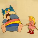 A collection of various cartoon cels, including a young girl and monster with teddy bear plus a