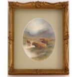 Milwyn Holloway, a Highland scene painted plaque