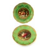 F H Chivers for Coalport, a pair of fruit painted plates