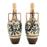 George Tinworth for Doulton Lambeth, a pair of stoneware vases