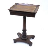 A William IV rosewood occasional table/plant stand, circa 1830, rectangular top with serpentine