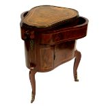 A French figured walnut and crossbanded table de toilette , Louis XVI design, 20th Century, of