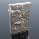 A large Indian white metal card case