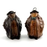 Two Royal Doulton Kingsware miniature figural whisky bottles