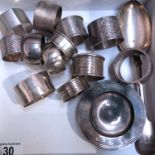 A collection of silver including napkin rings, tab