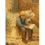 Follower of Walter Langley, The Latest News, watercolour, 39 by 32cm, framed