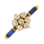 An 18ct gold diamond and sapphire dress ring