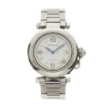 Cartier, a stainless steel automatic Pasha bracelet watch