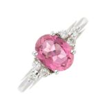 An 18ct gold pink tourmaline and diamond dress ring