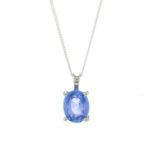 An 18ct gold unheated Sri Lankan sapphire single-stone pendant, with chain