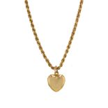 An early 20th century gold heart locket pendant, with chain