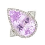 An 18ct gold kunzite and diamond cluster dress ring