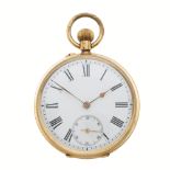 A 14ct gold open face pocket watch, with 9ct gold Albert