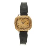 Bueche-Girod, a 1970s 9ct gold textured wrist watch