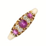 Deakin & Francis, an early 20th century 18ct gold, ruby and diamond dress ring