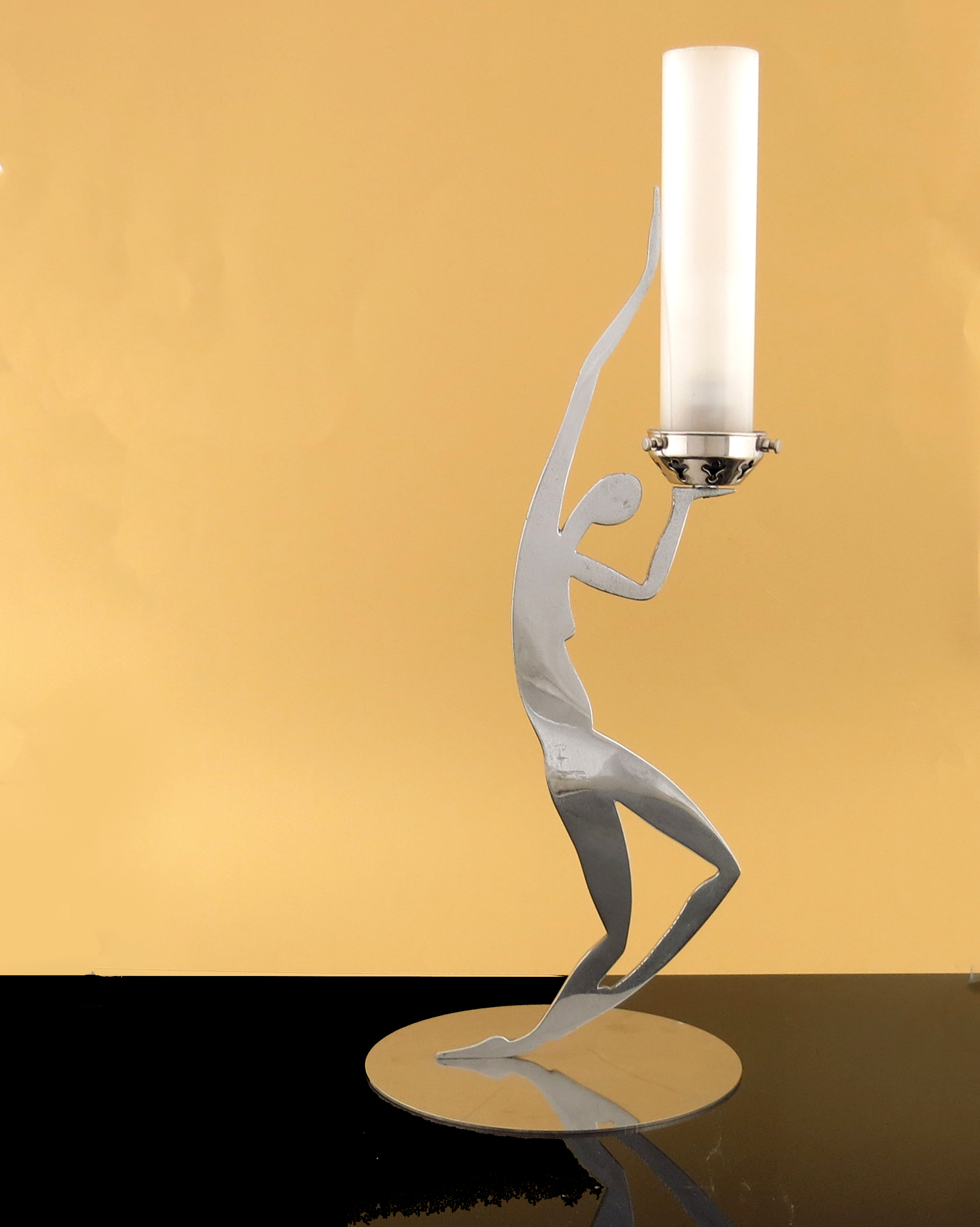 Karl Hagenauer, Dancer, an Austrian Art Deco chrome figural table lamp