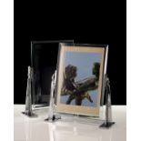 Two Art Deco chrome and bevelled glass swing photograph frames