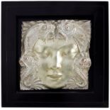 After Rene Lalique, Revelation Masque De Femme, a silvered gesso wall plaque