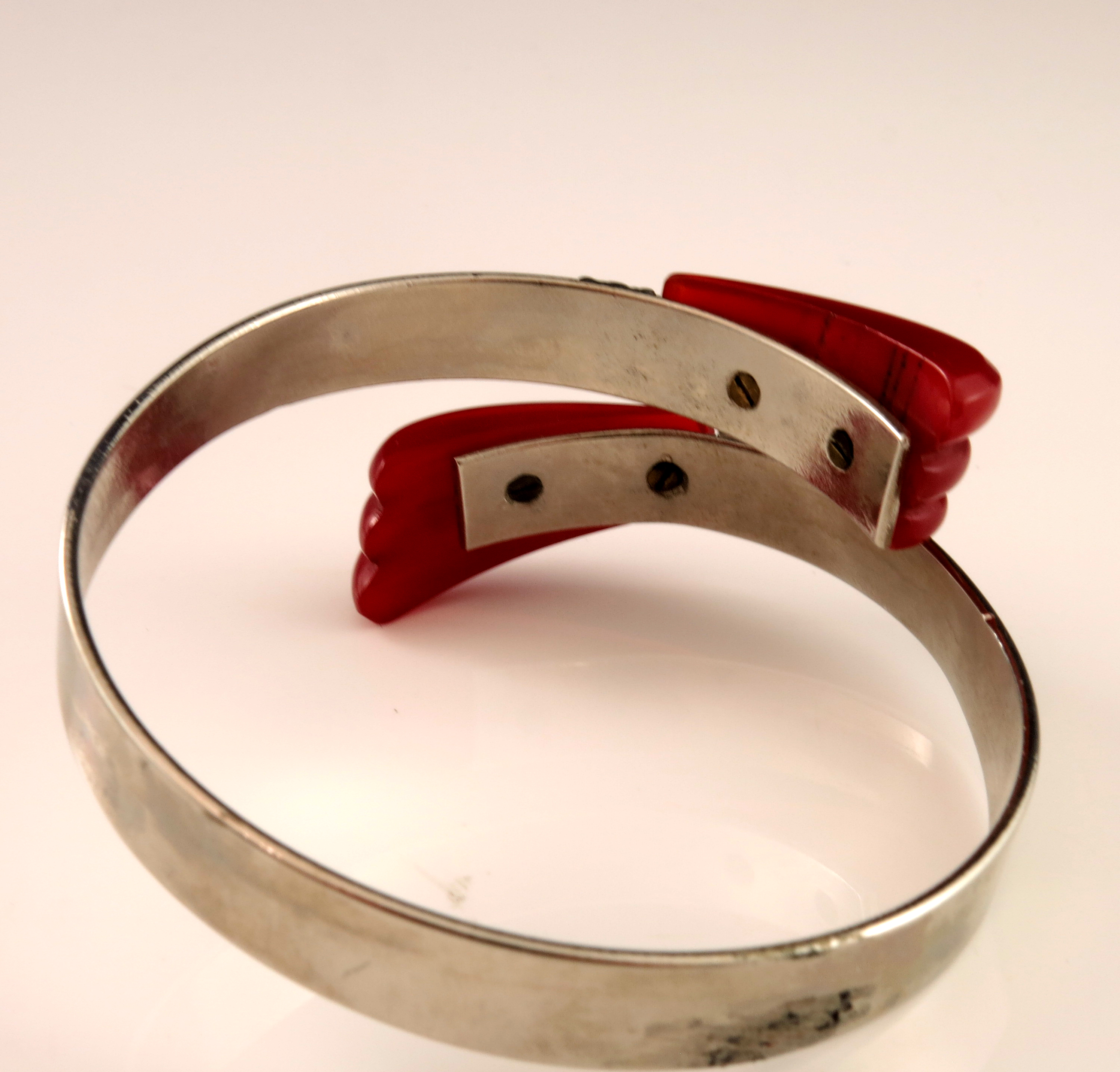 Jakob Bengel, an Art Deco chrome and galalith gate bracelet - Image 2 of 2