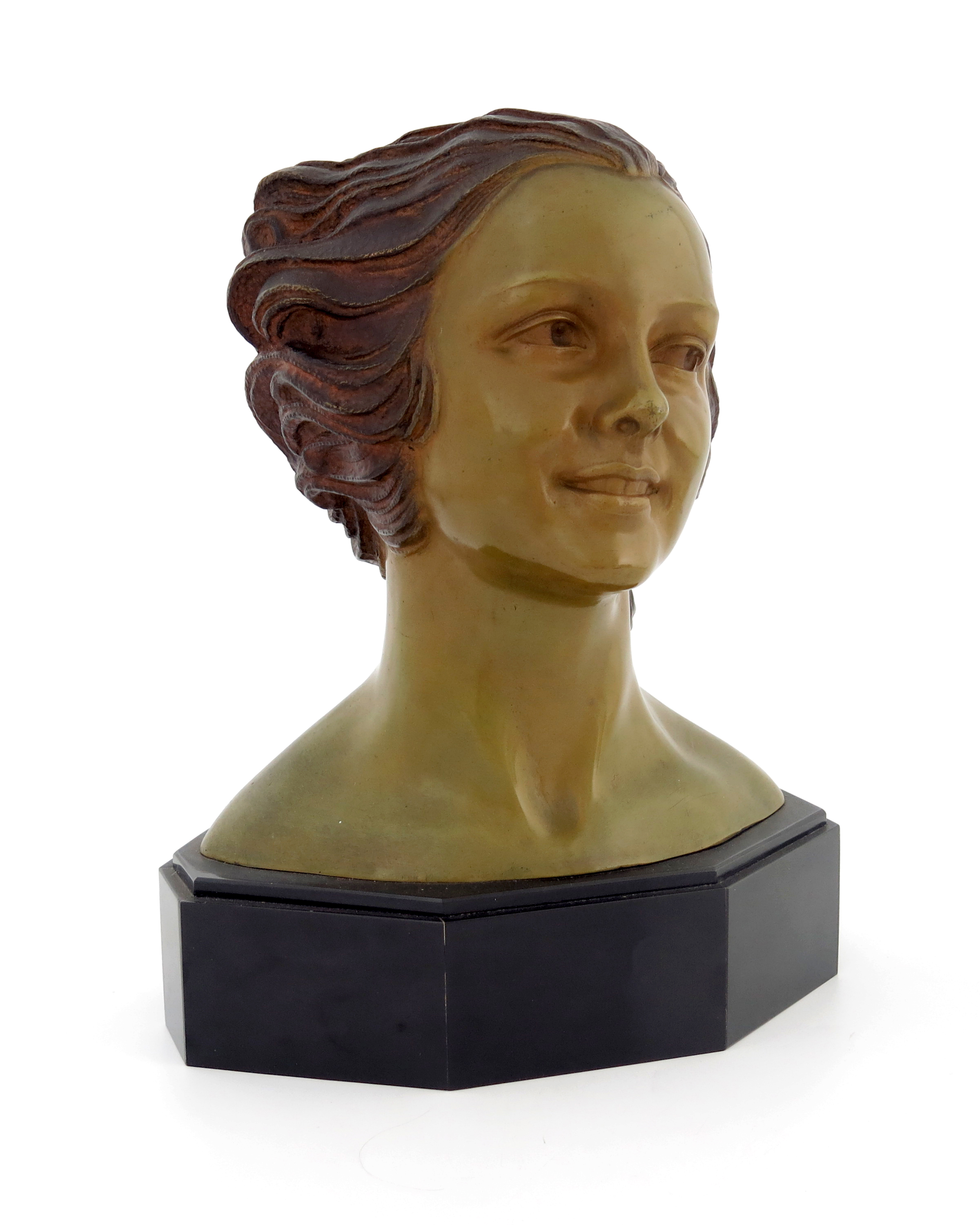 Demetre Chiparus, Julienne Lullier, an Art Deco bronze bust