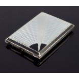 An Art Deco silver and enamelled match or cigarette case, Barker Brothers Silver Ltd., Birmingham 19