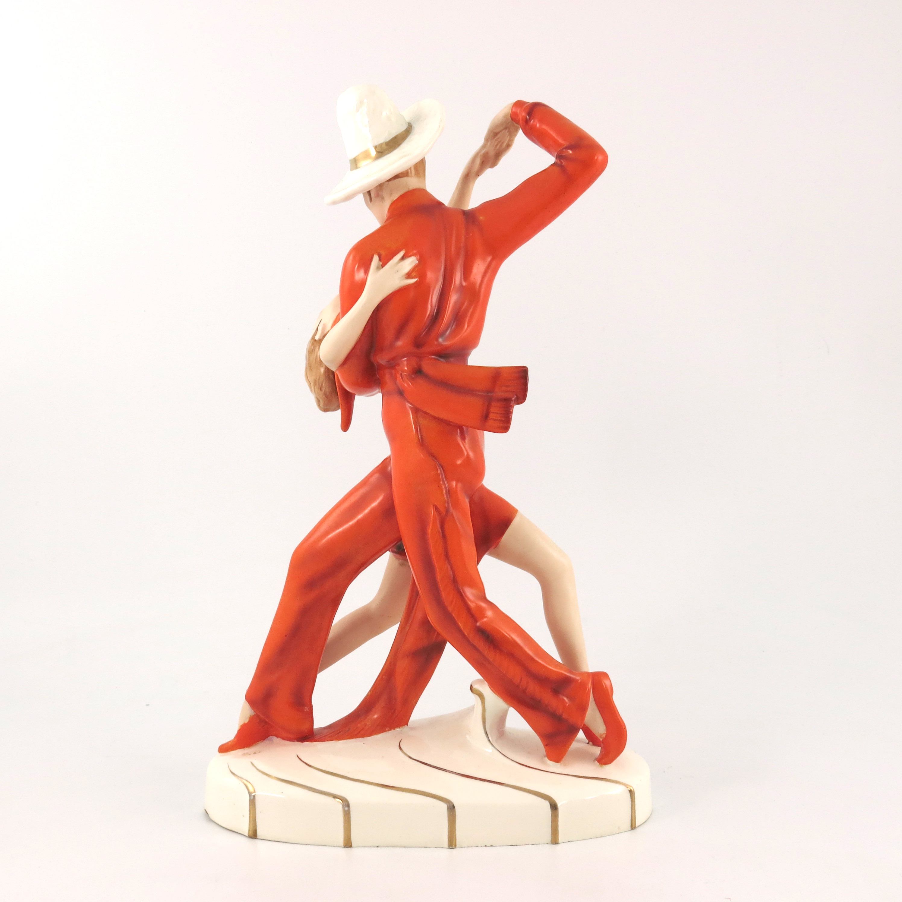 Royal Dux, Tango Dancers, an Art Deco figure group - Image 3 of 7