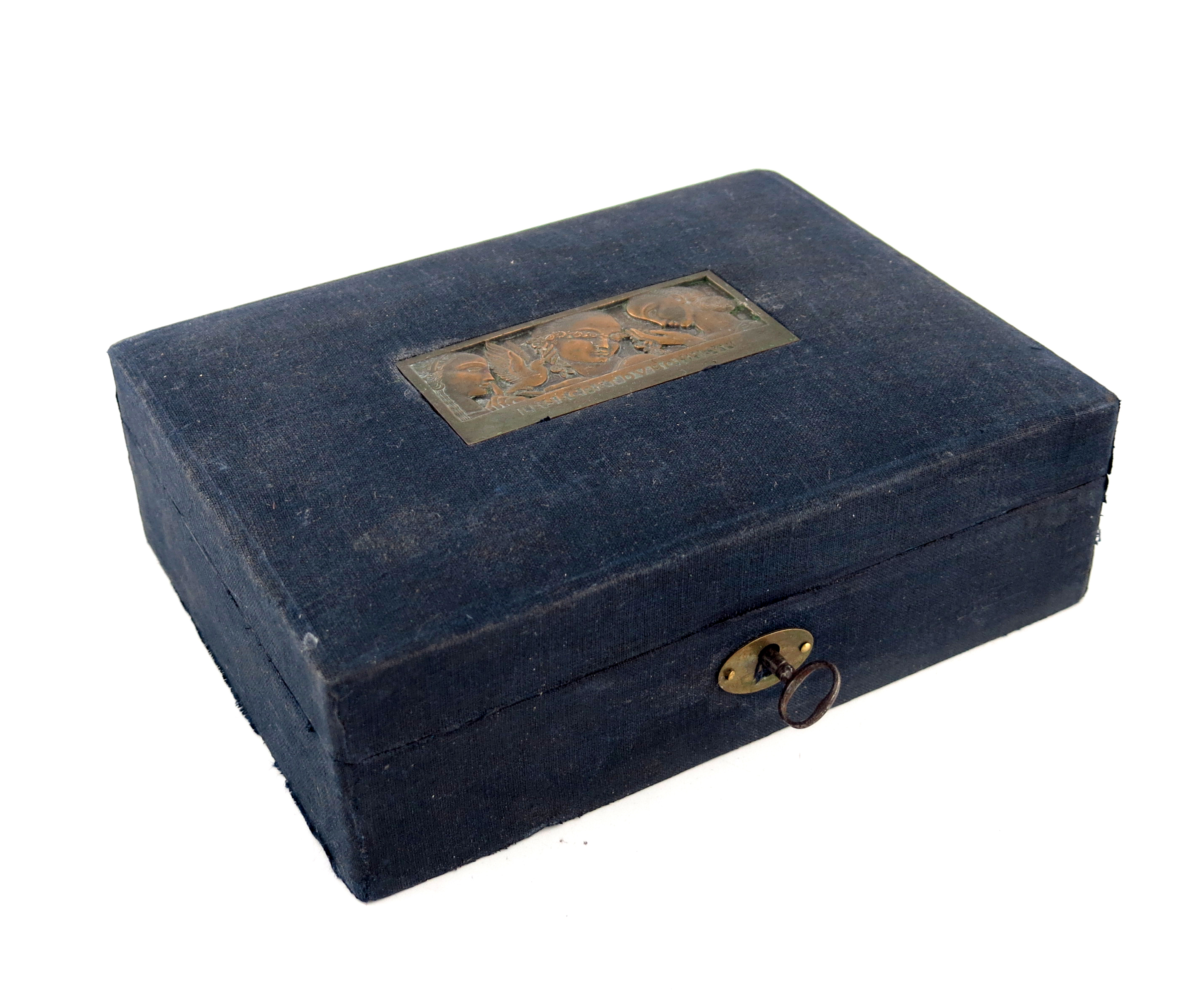 Jean Vernon, Le Secret du Bonheur bronze plaque set jewellery box