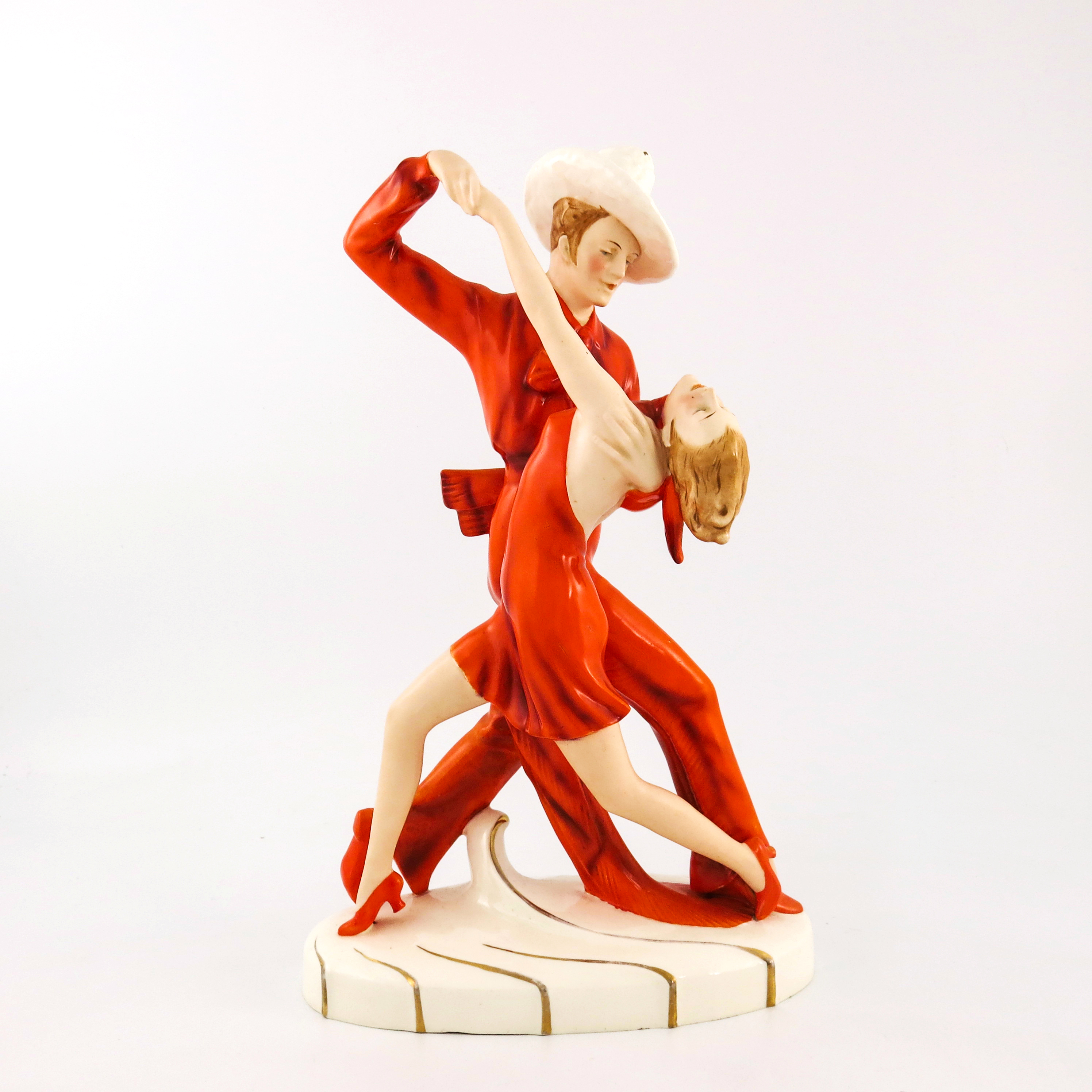 Royal Dux, Tango Dancers, an Art Deco figure group