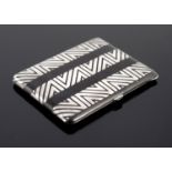 A French Art Deco silver and enamelled cigarette case