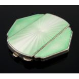 An Art Deco silver and enamelled compact, Albert Carter, Birmingham 1934