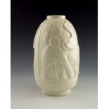 Charles Catteau for Boch Freres, an Art Deco relief moulded vase