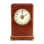 Leon Hatot, an Art Deco burr walnut and marquetry inlaid clock