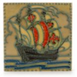 Edmund Kent for Pilkington, an Art Deco tubelined galleon tile