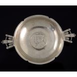 R E Stone for Asprey, an Art Deco silver twin handled dish, London 1935