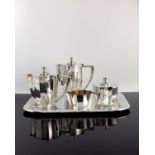 Gio Ponti (attributed) for Arthur Krupp, an Art Deco silver plated five piece tea set
