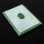 An Art Deco silver and jade set enamelled compact, Goldsmiths and Silversmiths Company