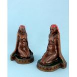 Max Peinlich, a pair of cold painted art metal bookends