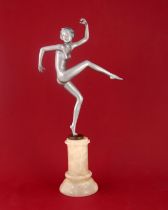 Josef Lorenzl, Dancer, an Art Deco silvered bronze figure