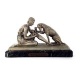 Demetre Chiparus, Accident de Chasse, an Art Deco silvered bronze figure group